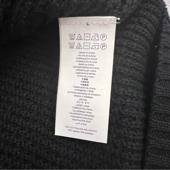 Womens Small Black Cotton Blend Oversized Knit Turtle Neck Sweater Minimalist - Picture 8 of 9